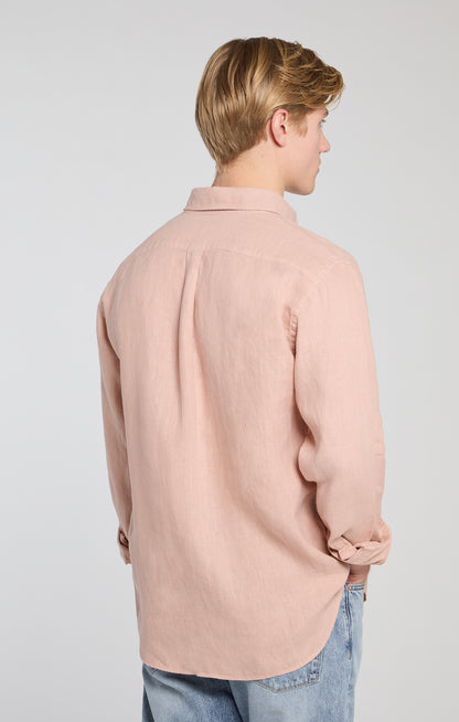 C.O.F. Studio | Chemise boutonnée en pur lin- Rose claire