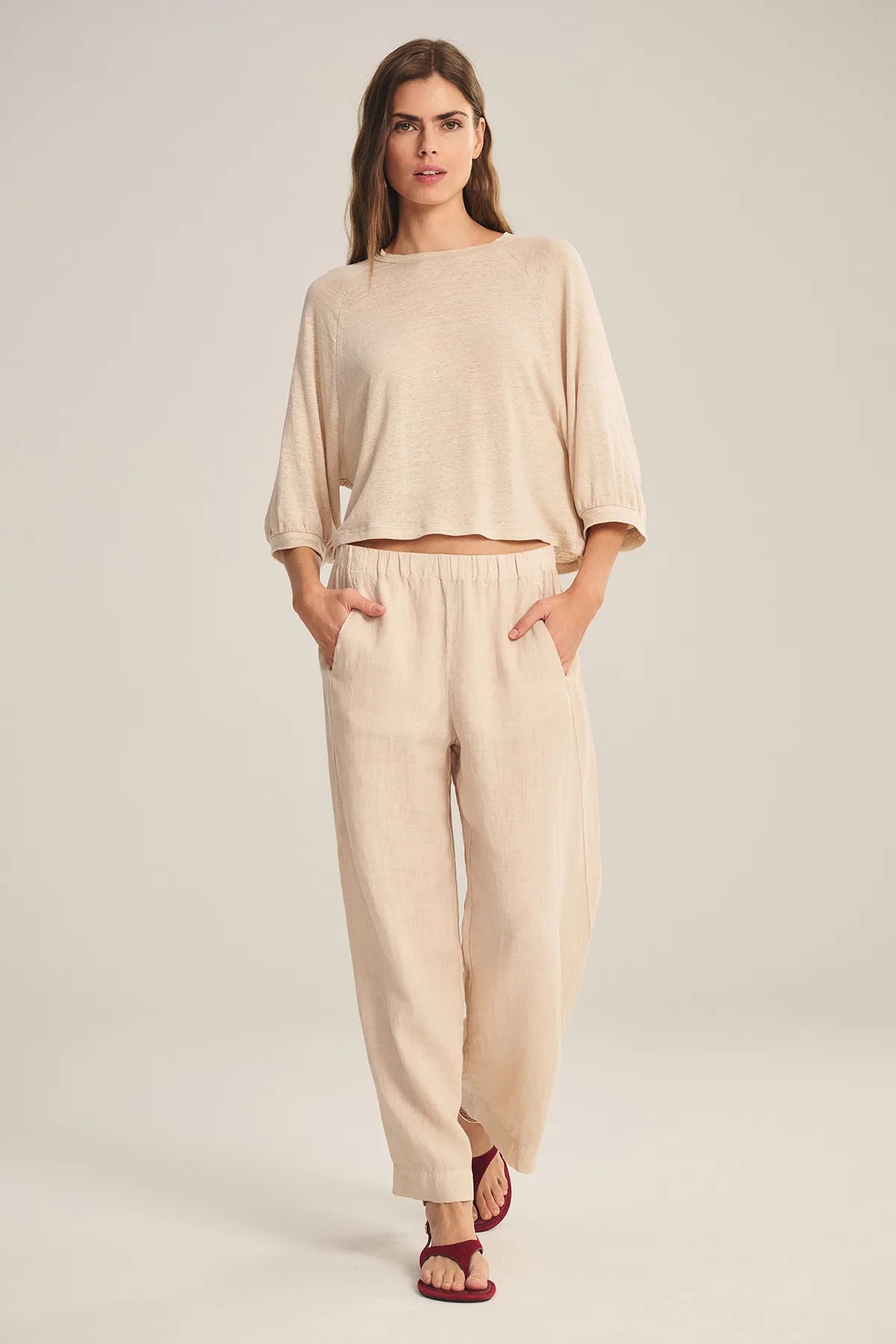 Velvet | Le pantalon en lin ''Lola'' - Sable
