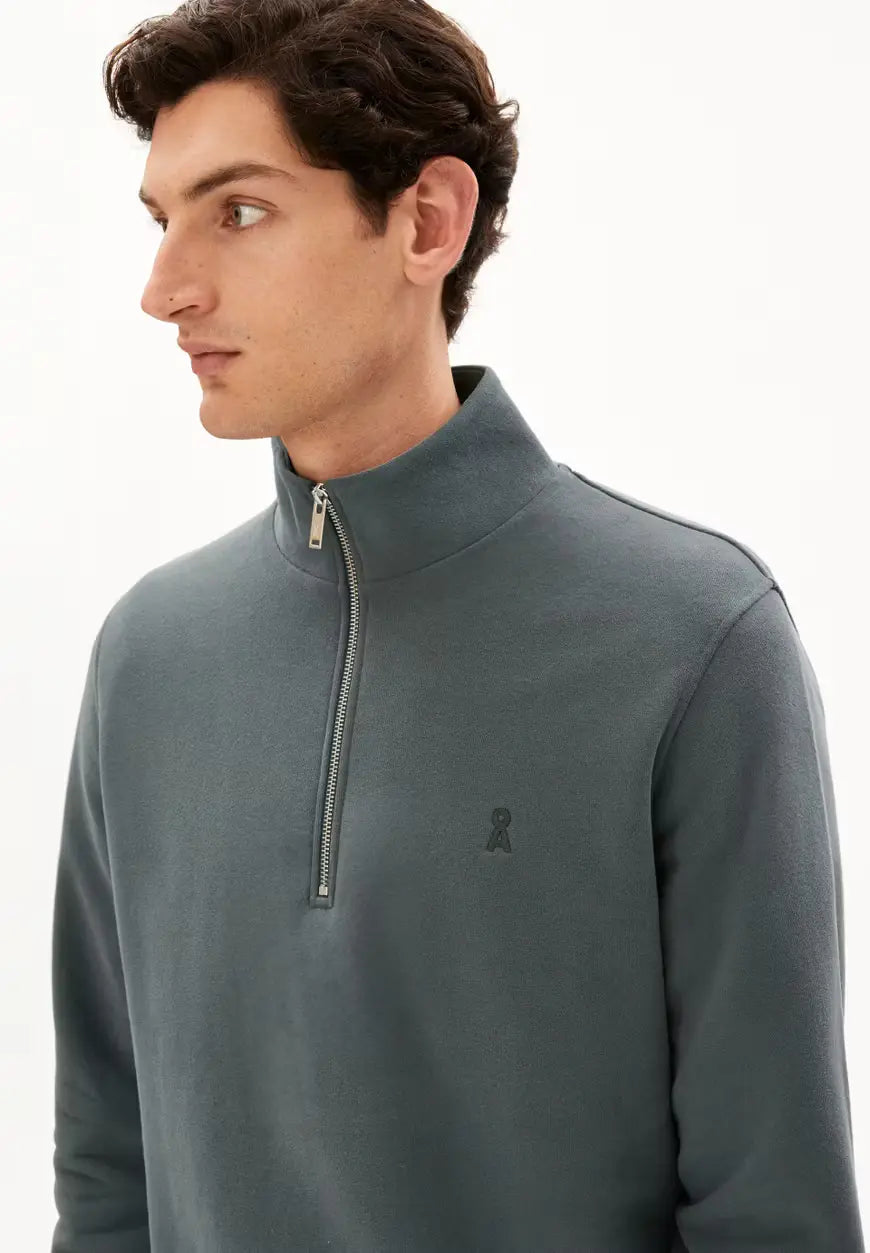 ARMEDANGELS | Sweatshirt demi-zip "WAARLO" - Space Steel