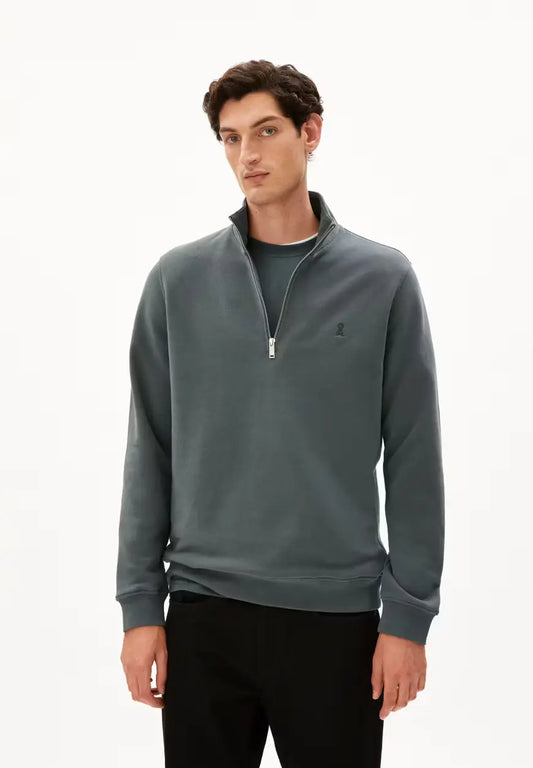 ARMEDANGELS | Sweatshirt demi-zip "WAARLO" - Space Steel