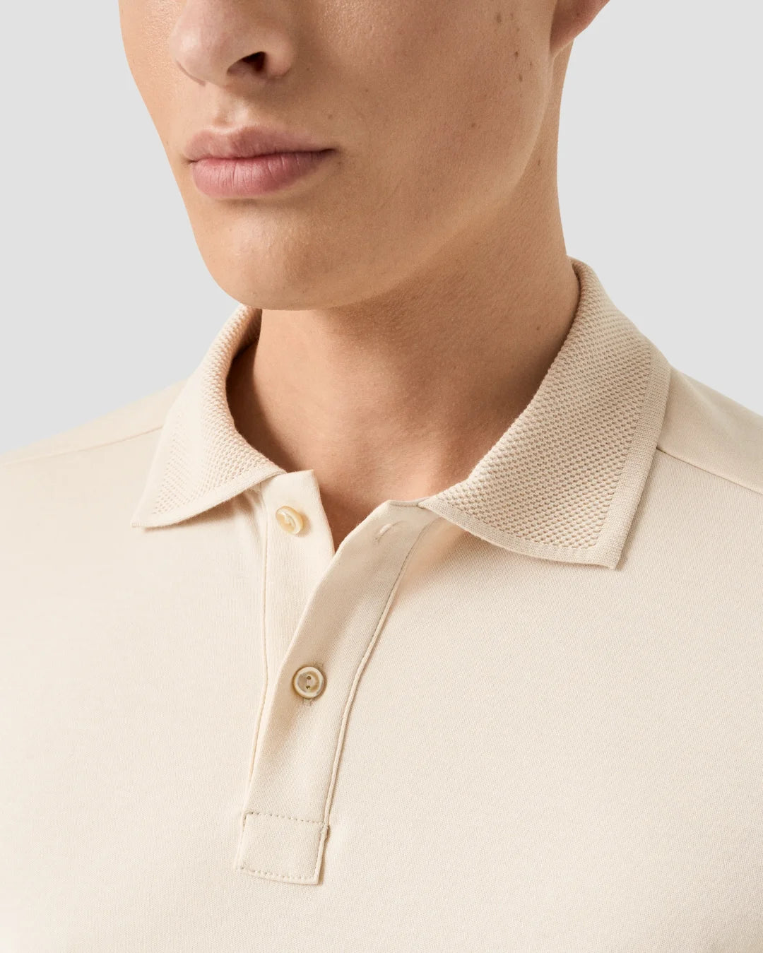 ETON | Polo en interlock - Blanc cassé