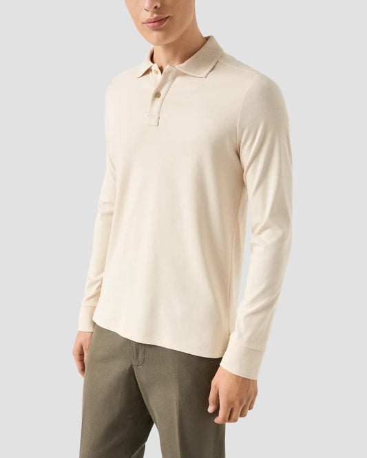 ETON | Polo en interlock - Blanc cassé