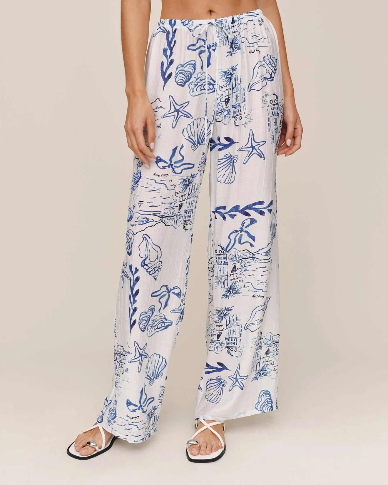 Bella Dahl | Pantalon de plage| Blanc et Bleu