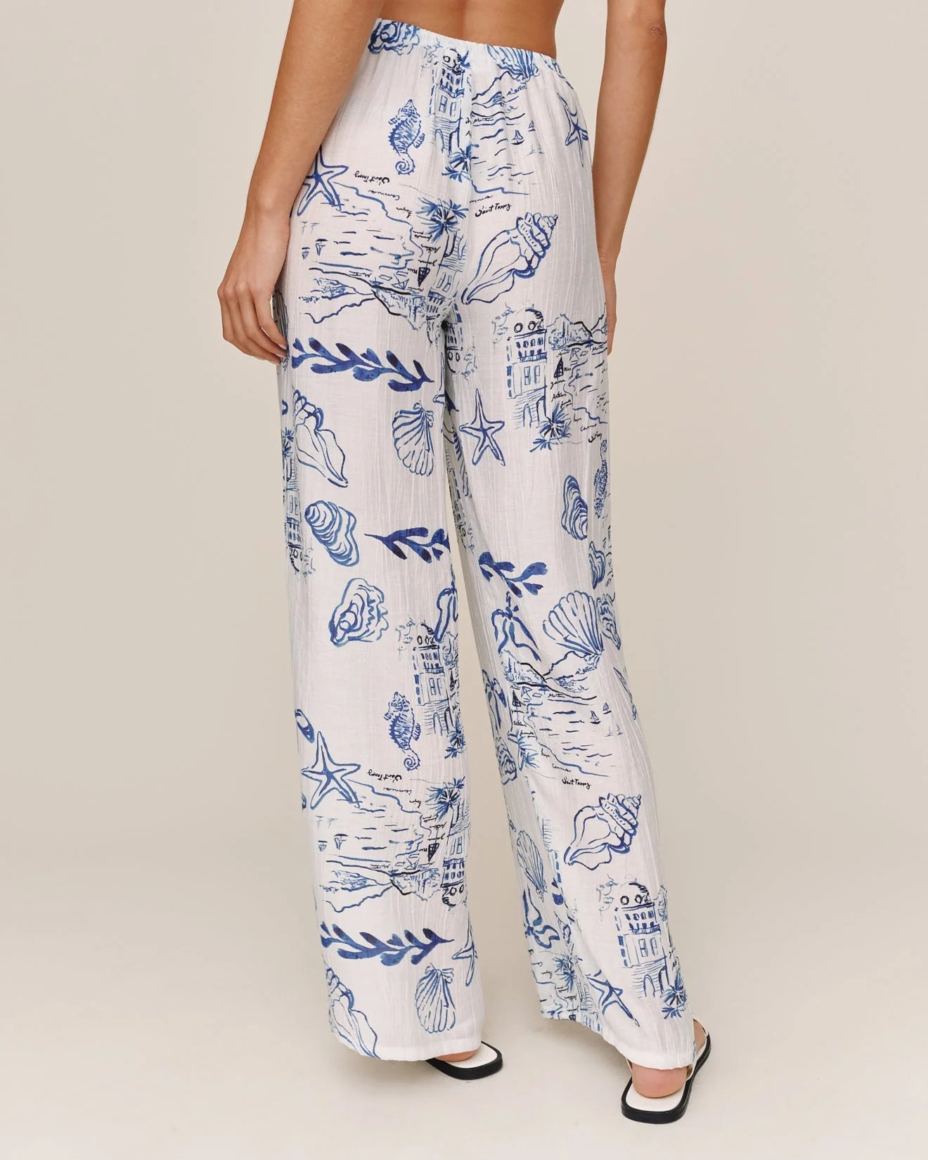 Bella Dahl | Pantalon de plage| Blanc et Bleu