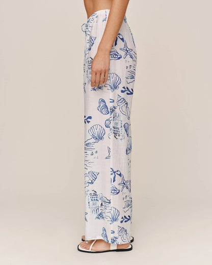 Bella Dahl | Pantalon de plage| Blanc et Bleu