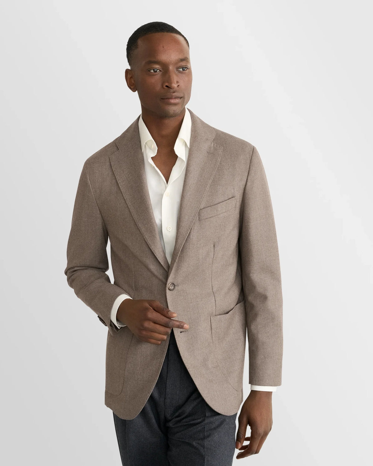 ETON | Veste déstructurée en flanelle douce - Taupe