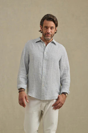 Velvet | chemise en lin "Caruso" - Bleu