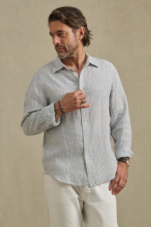 Velvet | chemise en lin "Caruso" - Bleu