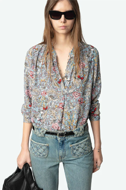 Zadig & Voltaire | Blouse ''Tink Soft British Flowers''  - Brume