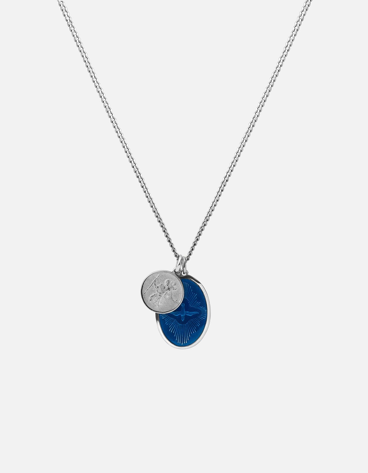 Miansai - Mini Dove Pendant Necklace, Sterling Silver / Blue Enamel
