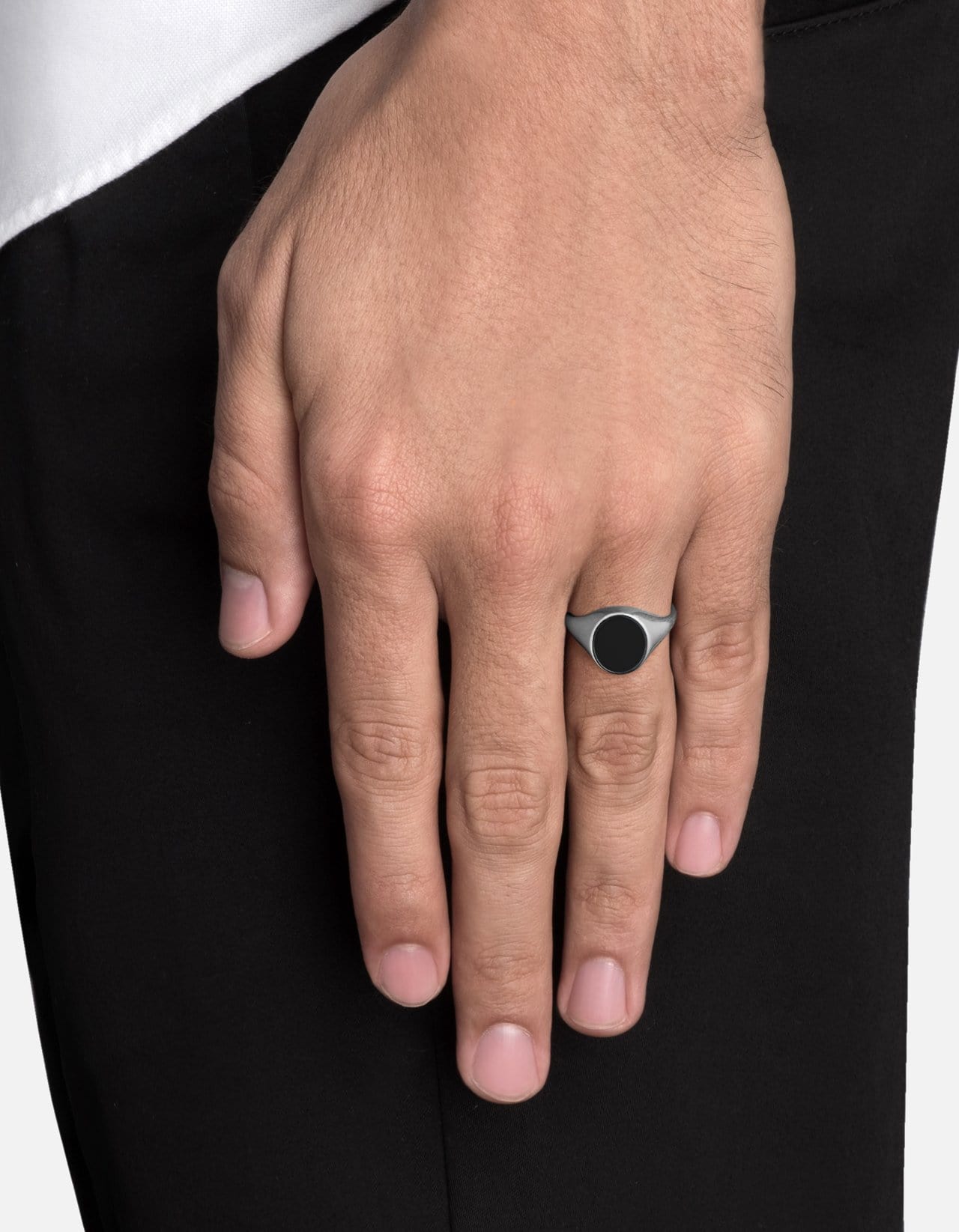 Miansai - Bague Heritage, argent sterling/émail noir