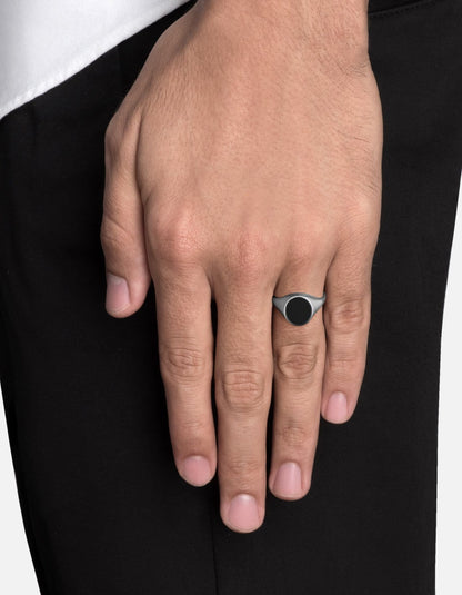 Miansai - Bague Heritage, argent sterling/émail noir