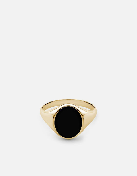 Miansai - Heritage ring, vermeil gold/ Black enamel