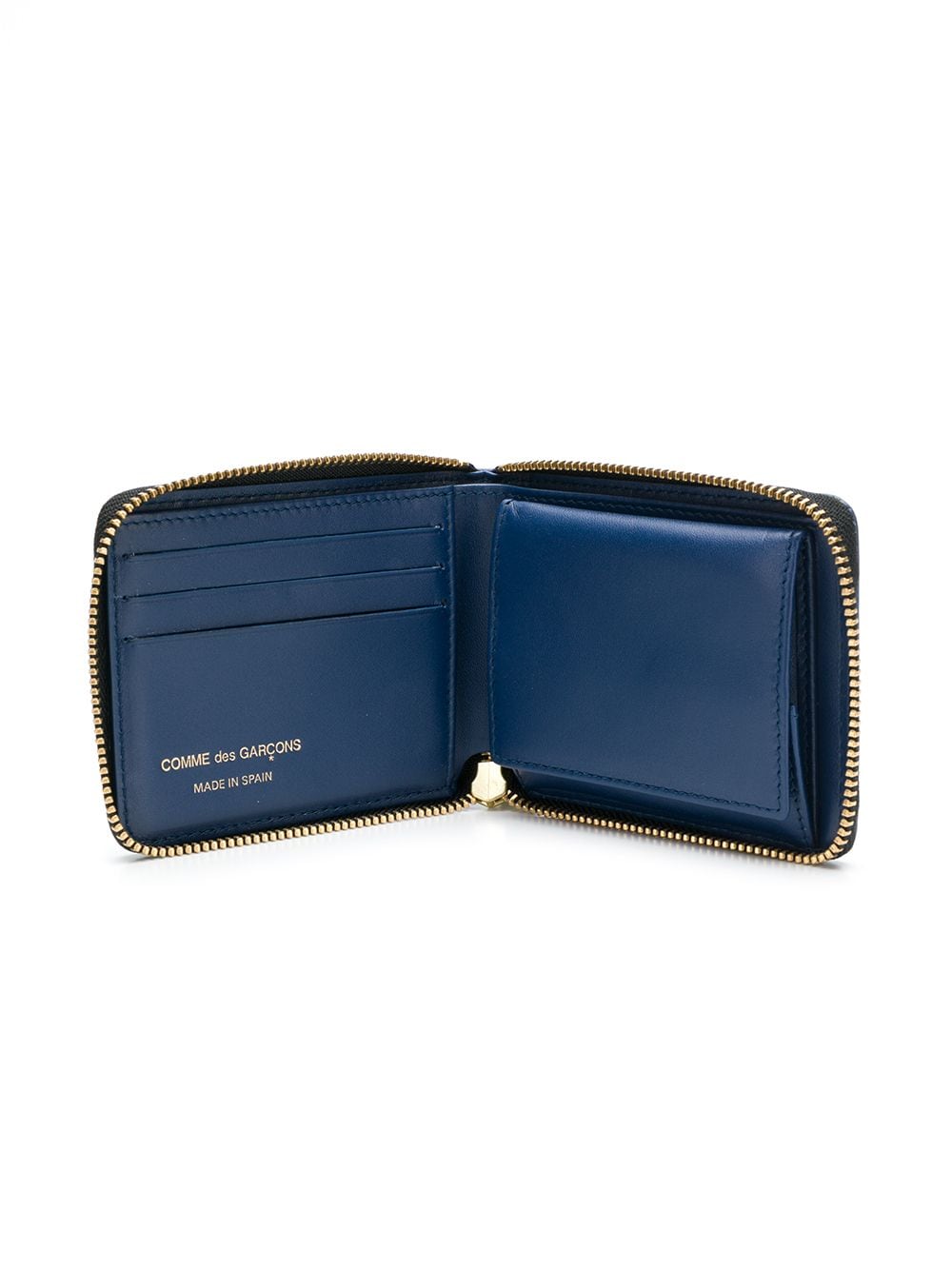 Comme des Garçons embossed checkered wallet with zip opening in blue