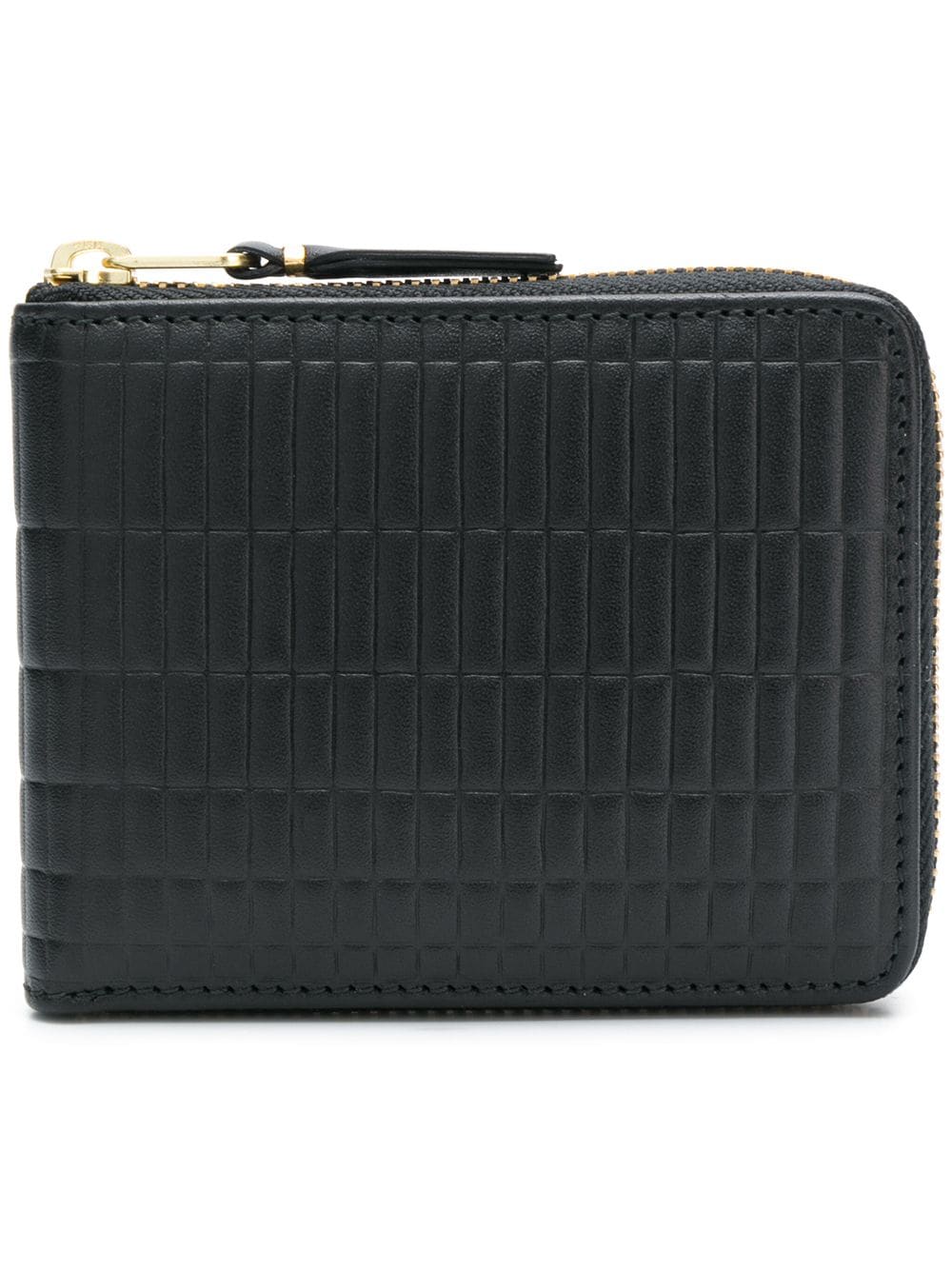 Comme des Garçons embossed checkered wallet with zip opening in black