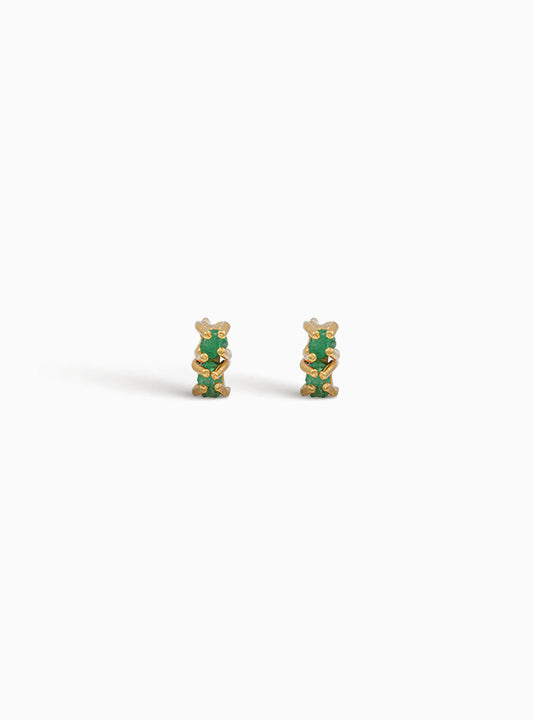 Fenomena - "mini tennis" earrings - Gold plated \ Emeralds