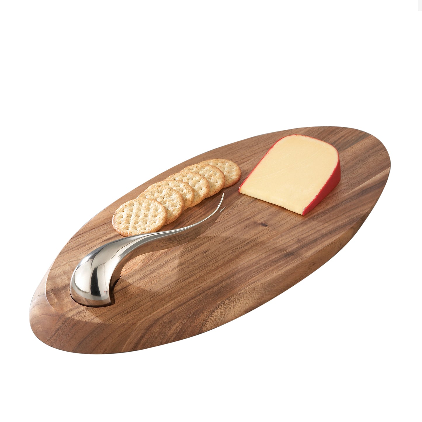Nambé - Swoop Cheese Board with Knife