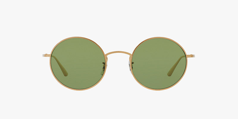 Oliver Peoples After Midnight in Brushed Gold + Green Flat Base Glass