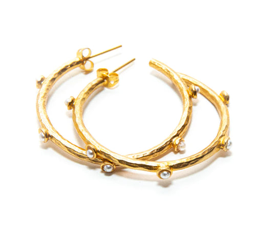 RM Kandy - 'Pearl Hoops' Earrings - 21K Gold Plated