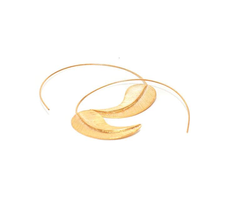 RM Kandy - 'Feather Hoops' Earrings - 21K Gold Plated