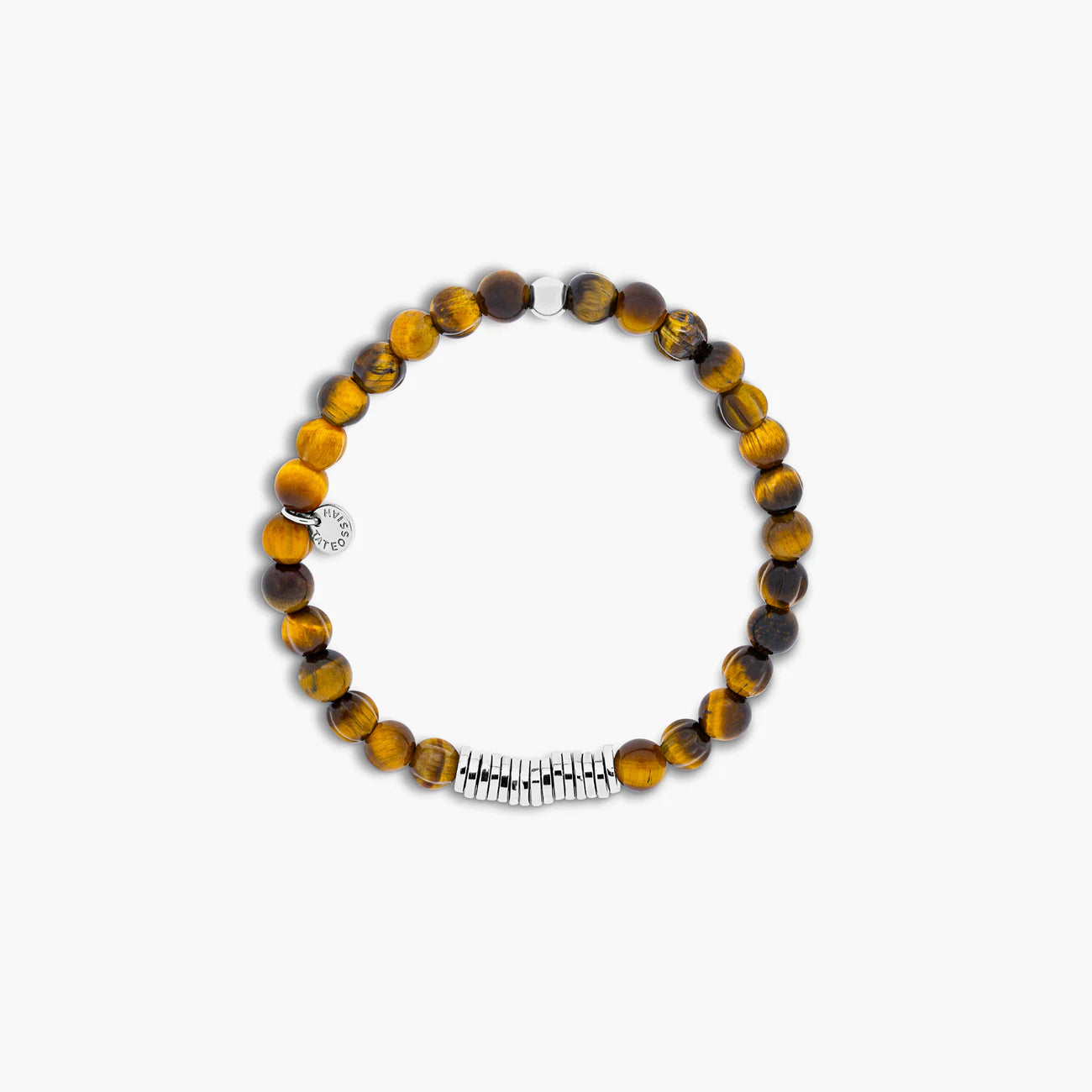 Classic disc bracelet with tiger eye and sterling silver