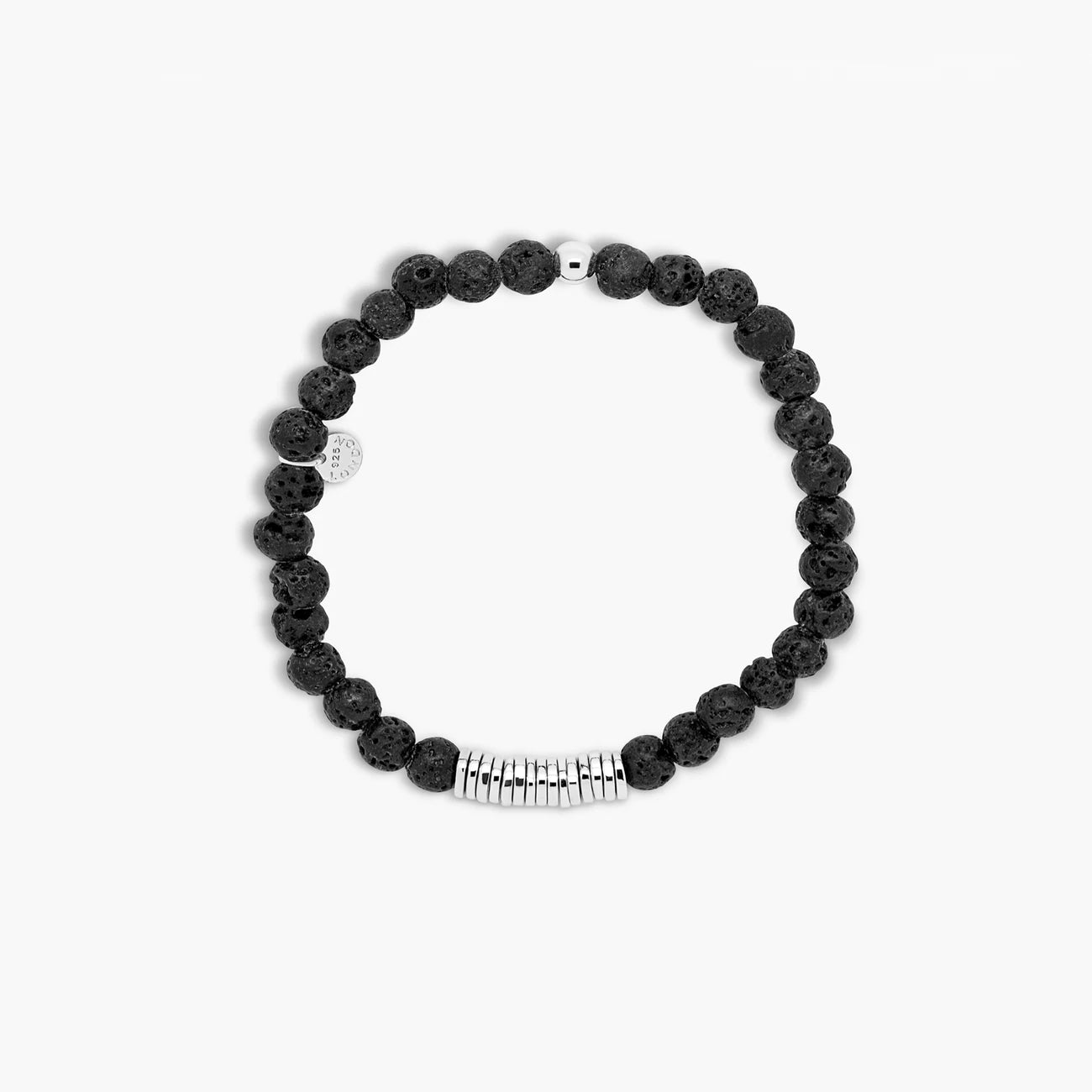 Classic disc bracelet with lava stone and sterling silver