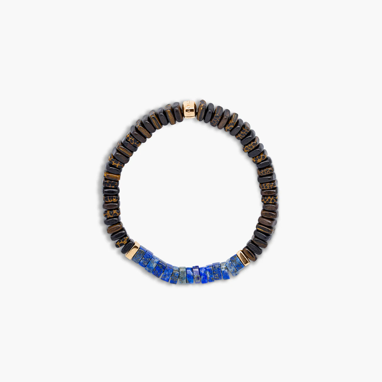 Legno bracelet in lapis, palm tree and ebony with rose gold plated solid silver