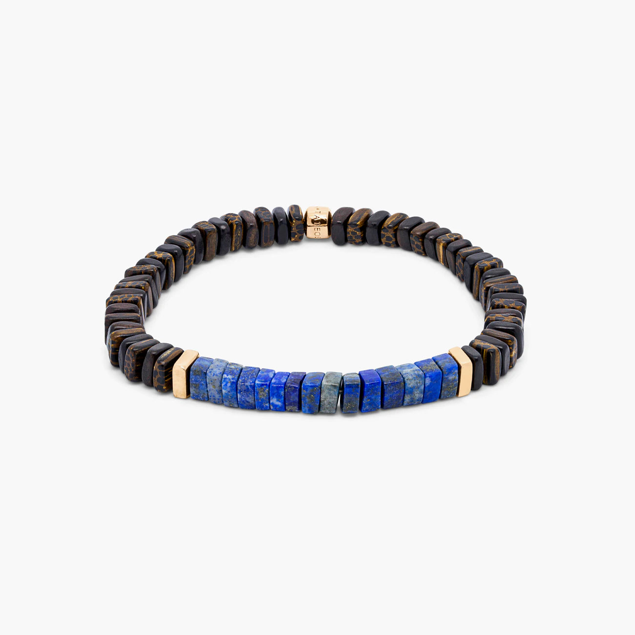 Legno bracelet in lapis, palm tree and ebony with rose gold plated solid silver
