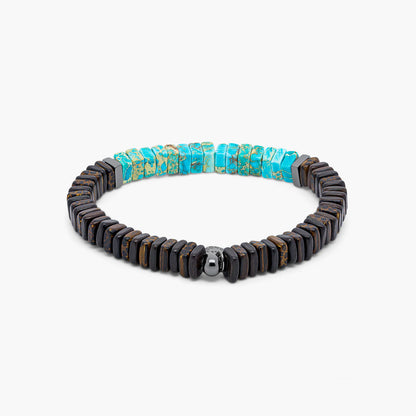Tateossian | Bracelet Legno en jaspe impression, palmier et bois d'ébène avec argent sterling plaqué or rose