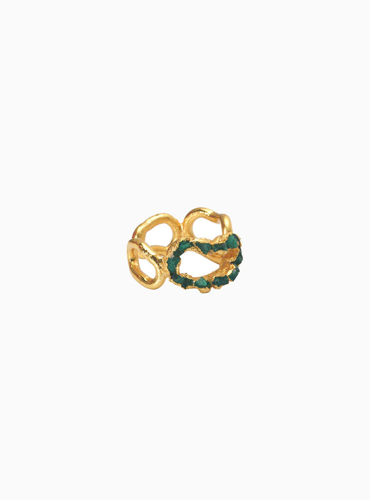 Fenomena - EMERALD BARK RING - Gold Plated