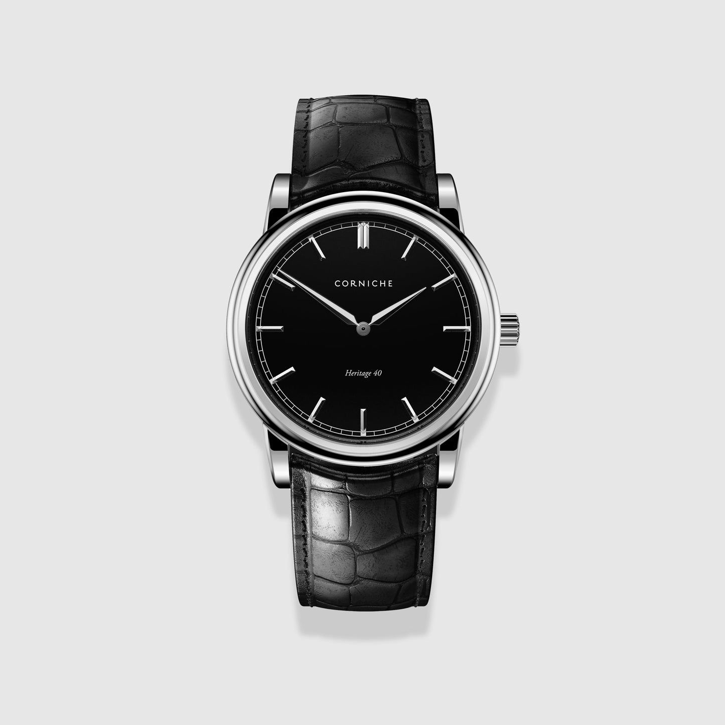 Corniche Heritage 40 Men's Stainless Steel Watch with Black Dial