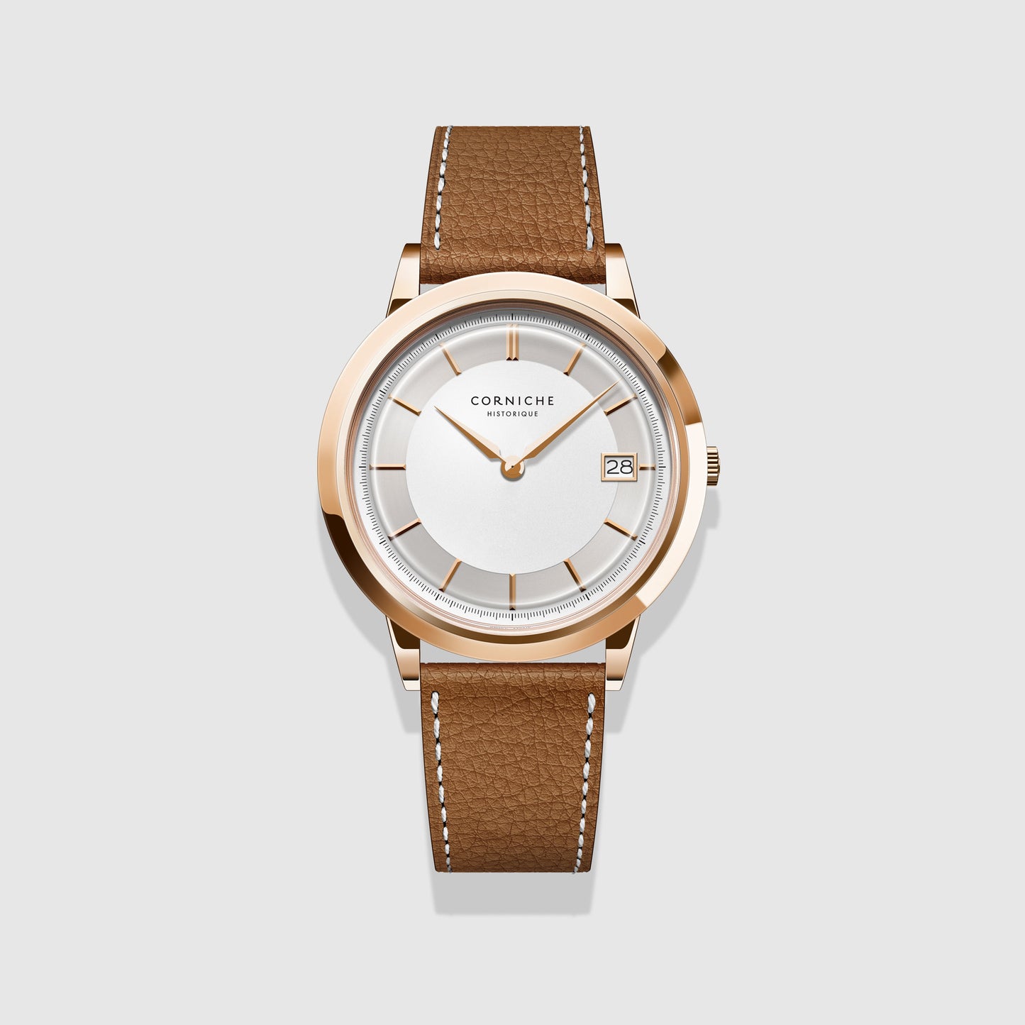 Montre pour homme Corniche Historique or rose avec cadran blanc