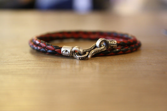 Blood Stone Jewels Two Tone Triple Bracelet in Red/Black