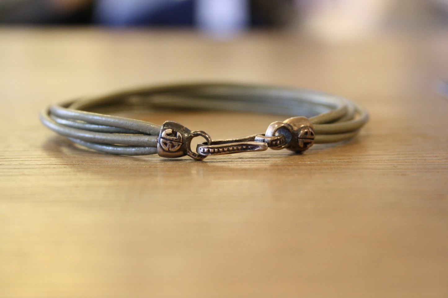 Blood Stone Jewels 6 Strand Leather Bracelet in Gray