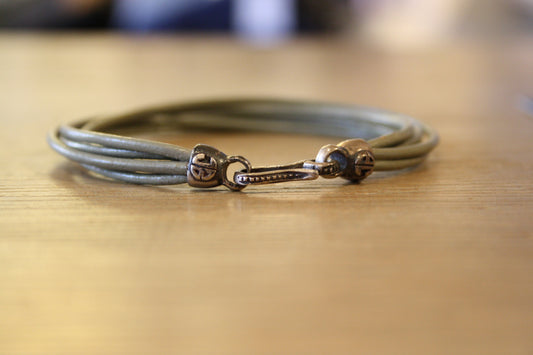 Blood Stone Jewels 6 Strand Leather Bracelet in Gray