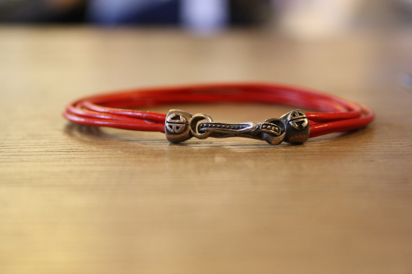 Blood Stone Jewels 6 Strand Leather Bracelet in Red