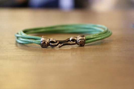 Blood Stone Jewels 6 Strand Leather Bracelet in Turquoise