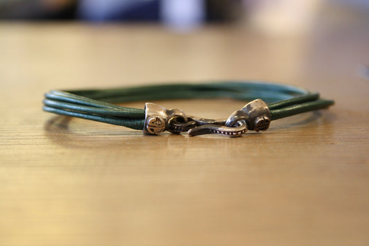 6 Strand Leather Bracelet from Blood Stone Jewels in Army