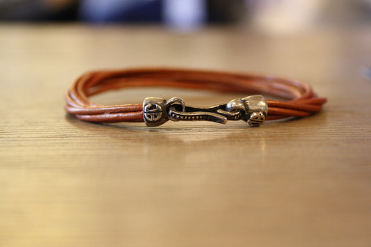 Blood Stone Jewels 6 Strand Leather Bracelet in Beige Color