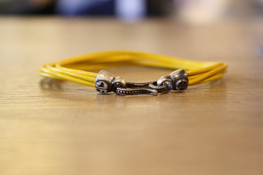 Blood Stone Jewels 6 Strand Yellow Leather Bracelet