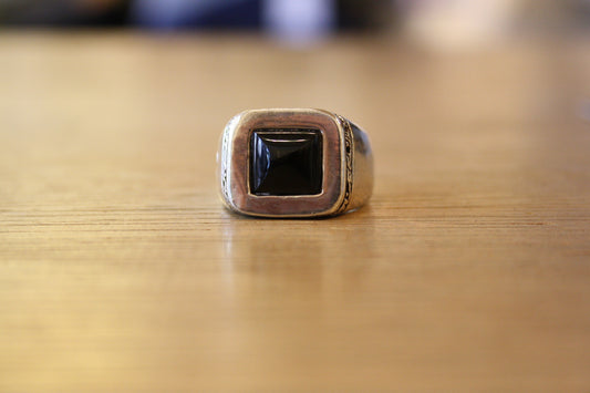 Blood Stone Jewels Classic 925 silver ring with onyx stone