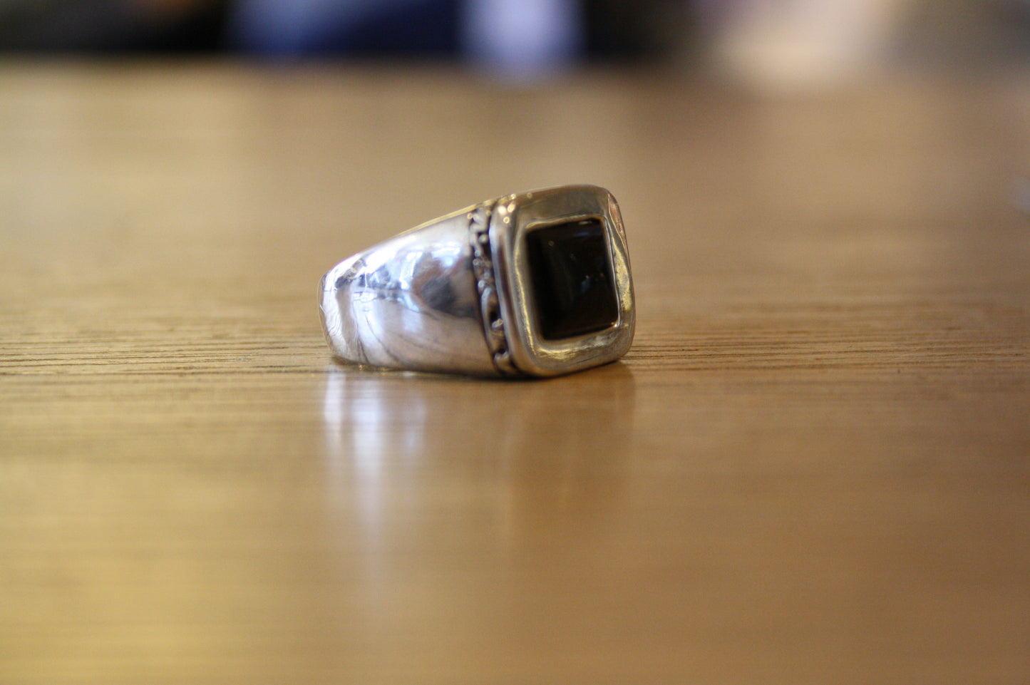 Blood Stone Jewels Classic 925 silver ring with onyx stone