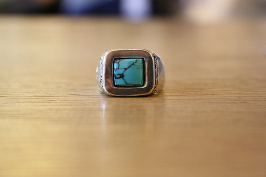 Blood Stone Jewels Classic 925 silver ring with turquoise stone