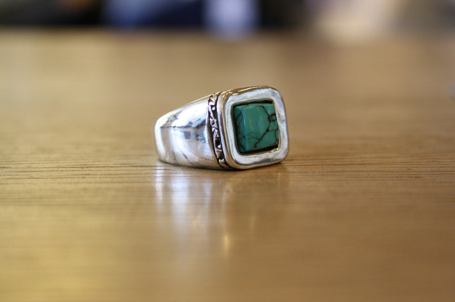Blood Stone Jewels Classic 925 silver ring with turquoise stone
