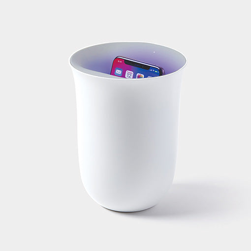 Wireless charging station with integrated UV sterilizer, OBLIO in White