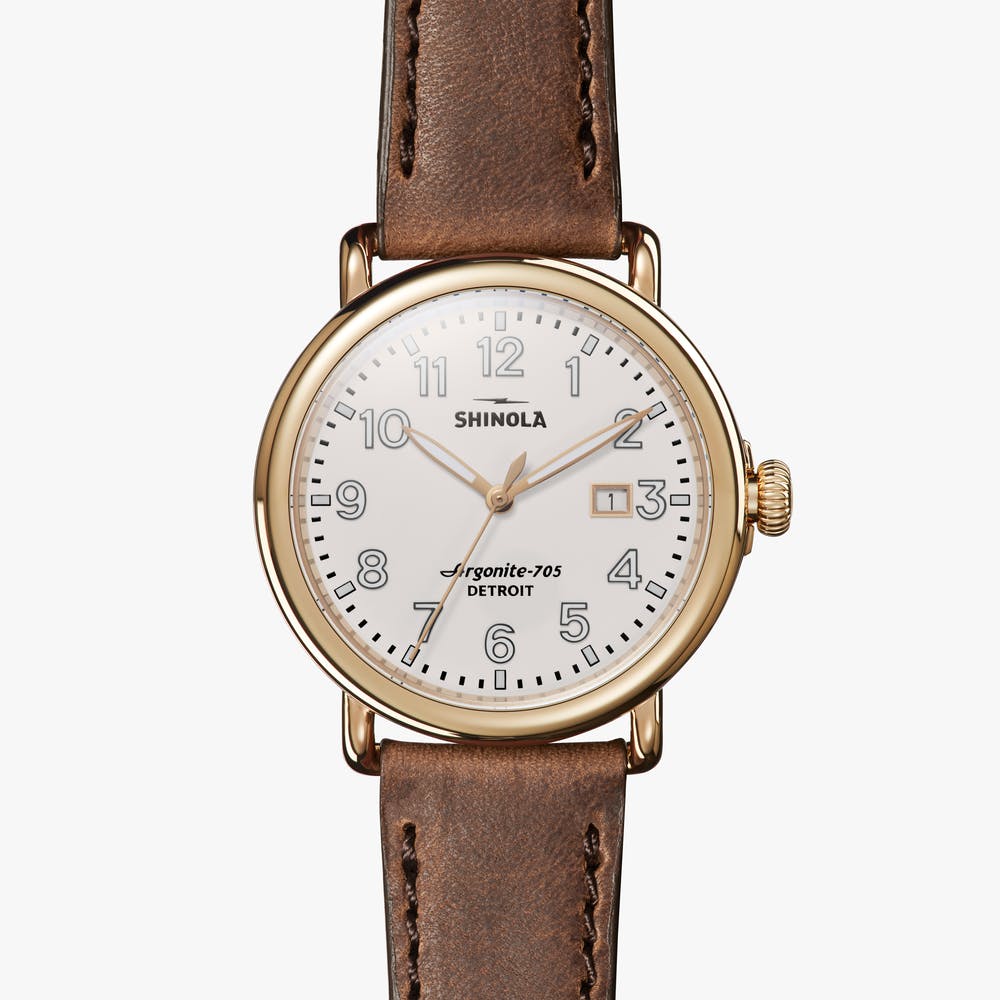 Shinola watch THE RUNWELL 41mm in Gold White