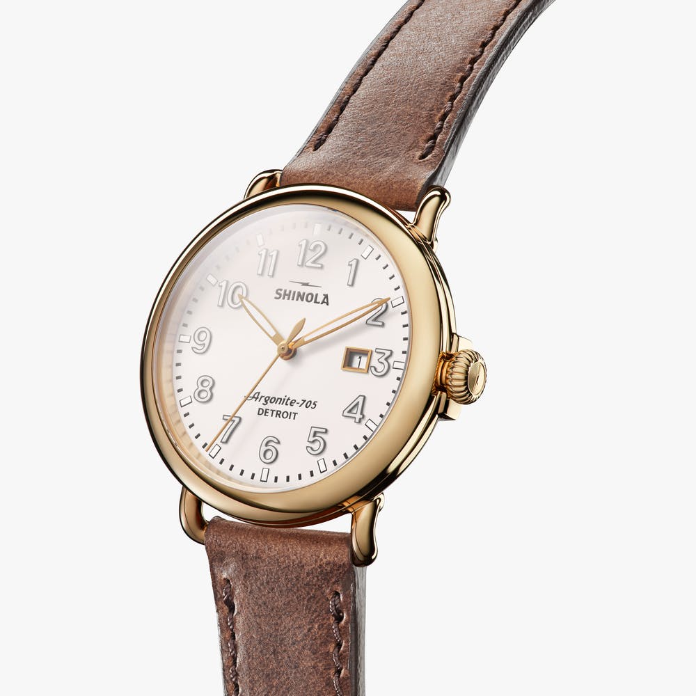 Shinola watch THE RUNWELL 41mm in Gold White