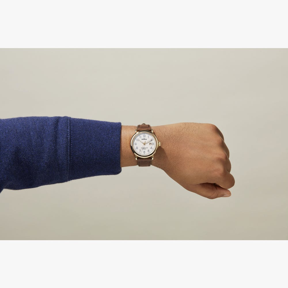 Shinola watch THE RUNWELL 41mm in Gold White