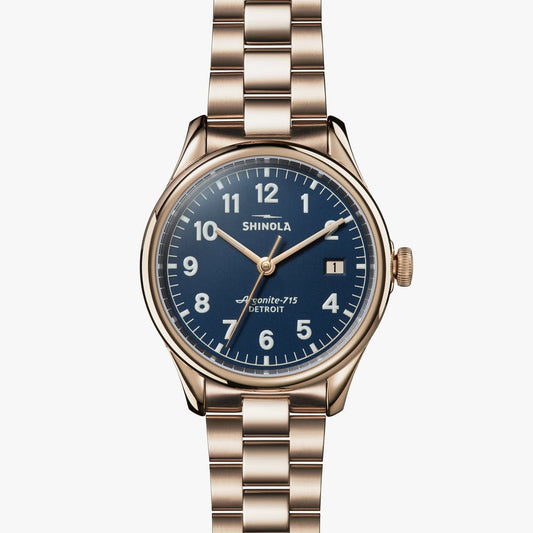 MONTRE SHINOLA VINTON 38MM EN CHAMPAGNE / BLEU