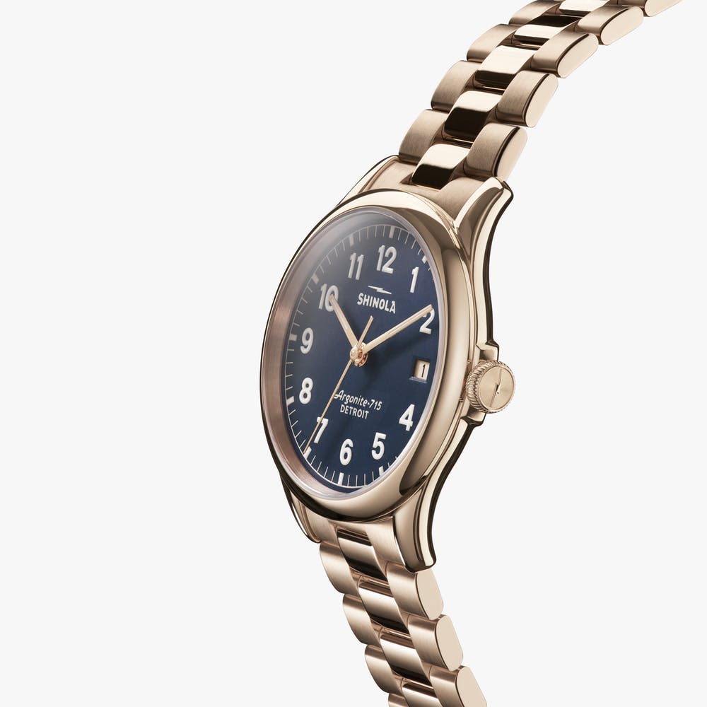 MONTRE SHINOLA VINTON 38MM EN CHAMPAGNE / BLEU